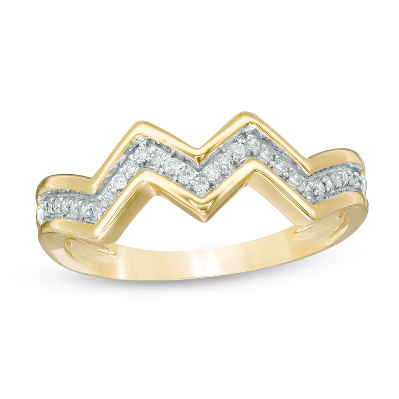 Main Image 1 of 0.115 CT. T.W. Diamond Zig-Zag Band in 10K Gold