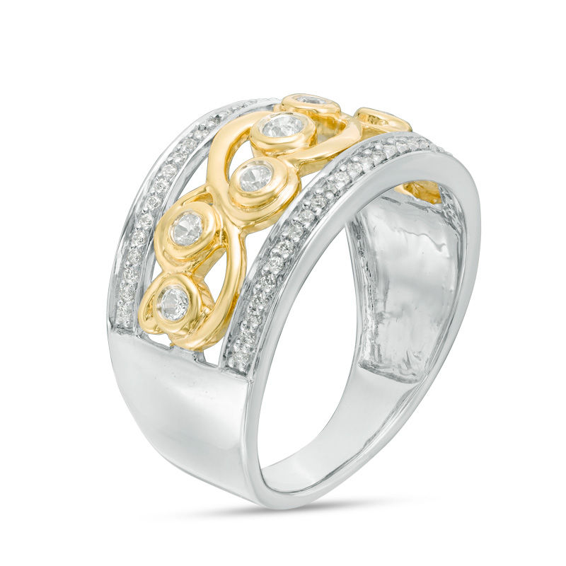 0.37 CT. T.W. Diamond Filigree Scroll Ring in 10K Two-Tone Gold|Peoples Jewellers
