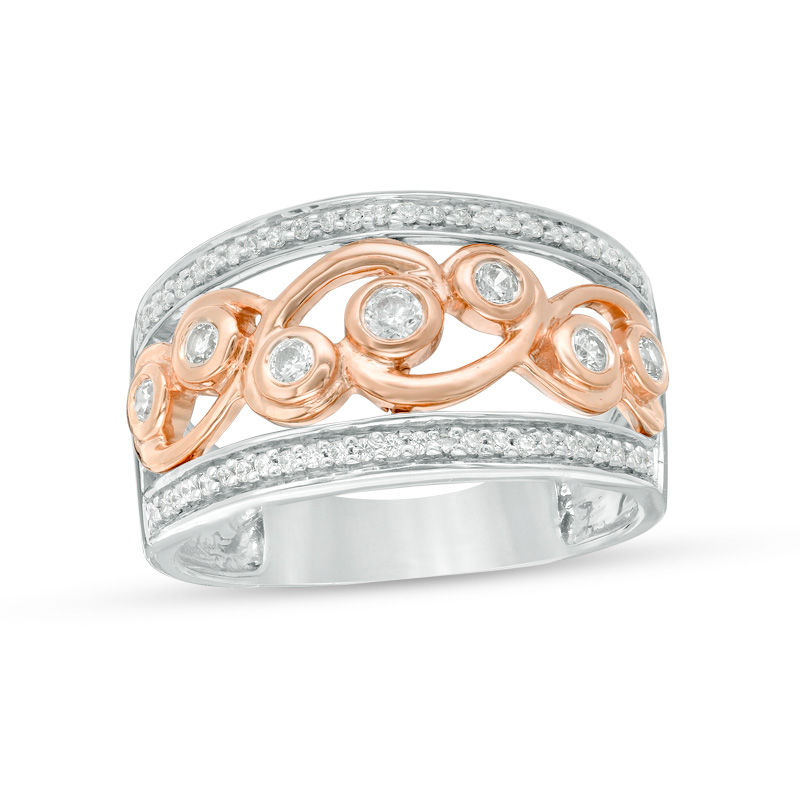 0.37 CT. T.W. Diamond Filigree Scroll Ring in 10K Two-Tone Gold|Peoples Jewellers