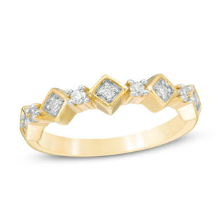 0.145 CT. T.W. Diamond Alternating Anniversary Band in 10K Gold