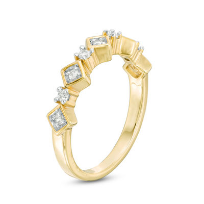 0.145 CT. T.W. Diamond Alternating Anniversary Band in 10K Gold