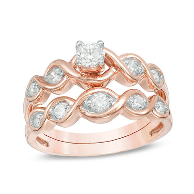 0.45 CT. T.W. Diamond Twist Bridal Set in 10K Rose Gold