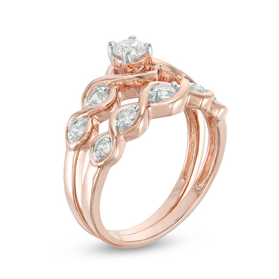 0.45 CT. T.W. Diamond Twist Bridal Set in 10K Rose Gold