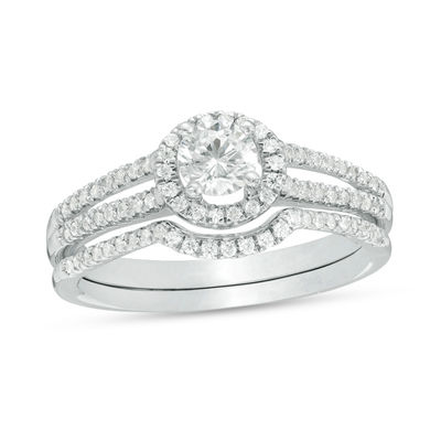 0.58 CT. T.W. Diamond Frame Bridal Set in 10K White Gold