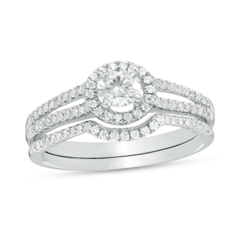 0.58 CT. T.W. Diamond Frame Bridal Set in 10K White Gold|Peoples Jewellers