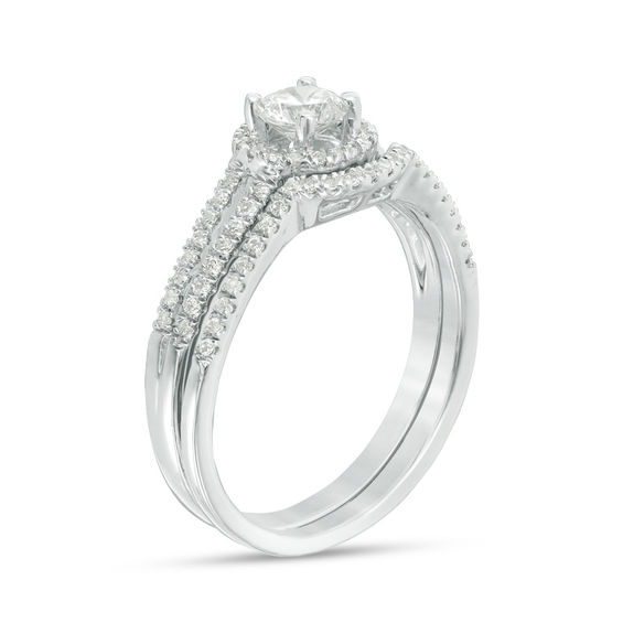 0.58 CT. T.W. Diamond Frame Bridal Set in 10K White Gold