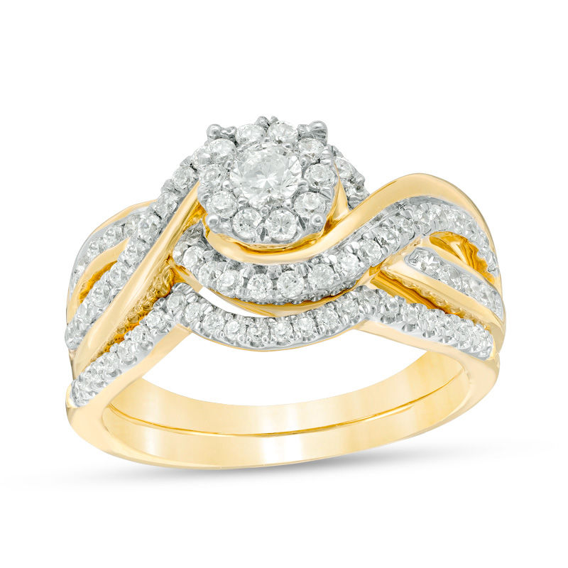 0.69 CT. T.W. Diamond Frame Bypass Bridal Set in 10K Gold|Peoples Jewellers