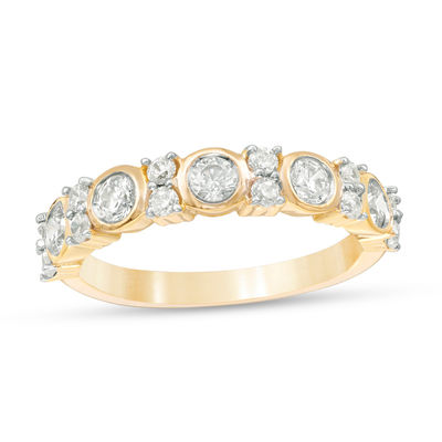 0.69 CT. T.W. Diamond Alternating Anniversary Band in 10K Gold