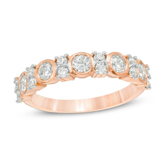 0.69 CT. T.W. Diamond Alternating Anniversary Band in 10K Rose Gold