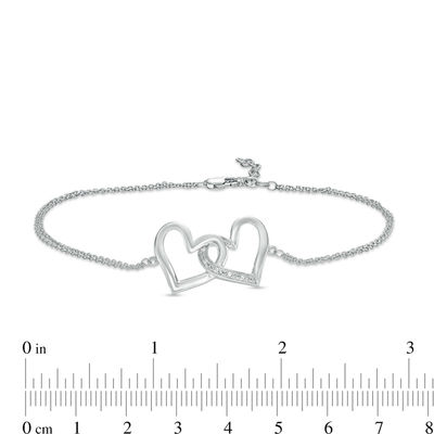 Diamond Accent Interlocking Hearts Bracelet in Sterling Silver - 7.5"