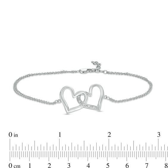 Diamond Accent Interlocking Hearts Bracelet in Sterling Silver - 7.5"