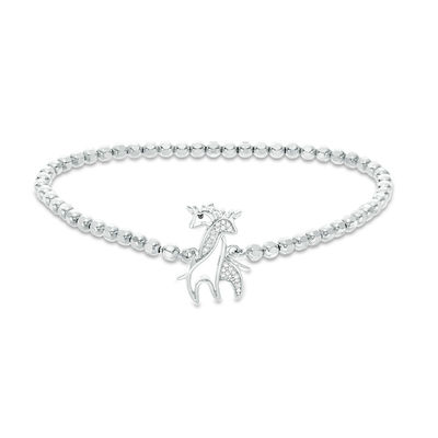 0.04 CT. T.W. Diamond Giraffe Stretch Bracelet in Sterling Silver - 6.25"