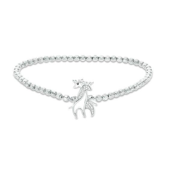 0.04 CT. T.W. Diamond Giraffe Stretch Bracelet in Sterling Silver - 6.25"