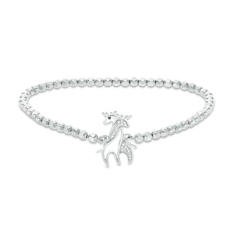 Main Image 1 of 0.04 CT. T.W. Diamond Giraffe Stretch Bracelet in Sterling Silver - 6.25&quot;