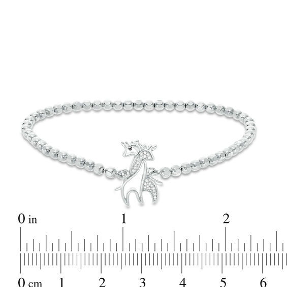 0.04 CT. T.W. Diamond Giraffe Stretch Bracelet in Sterling Silver - 6.25"