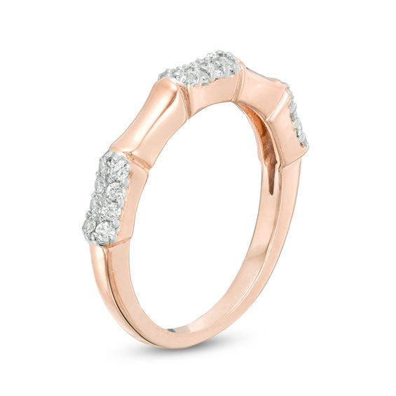 0.23 CT. T.W. Diamond Station Bamboo Band in 10K Rose Gold