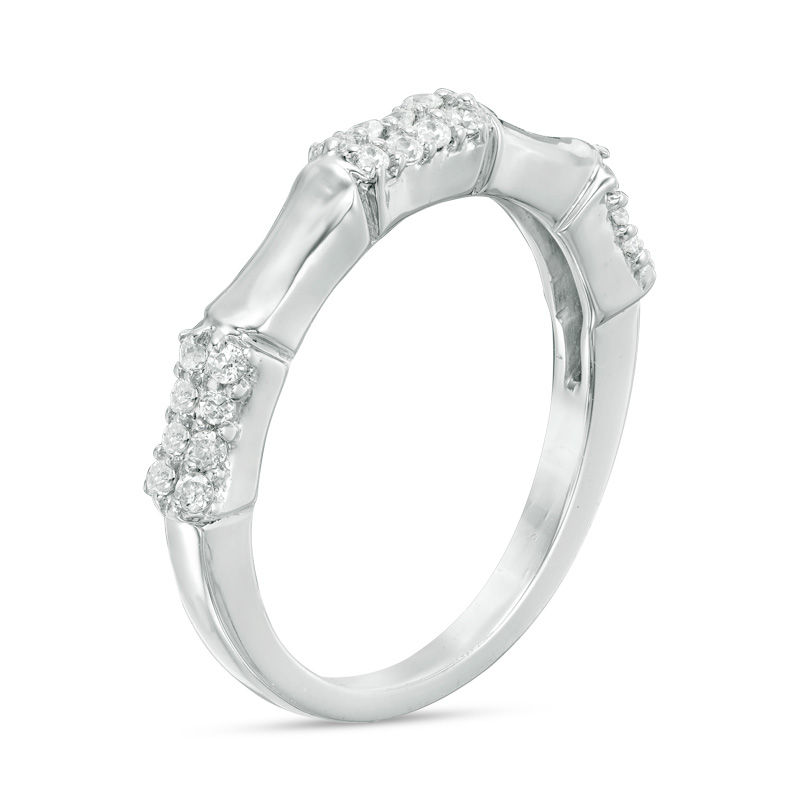 Main Image 2 of 0.23 CT. T.W. Diamond Station Bamboo Band in 10K White Gold