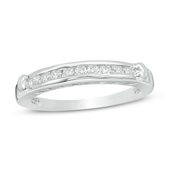 0.18 CT. T.W. Diamond Nine Stone Collar Anniversary Band in 10K White Gold