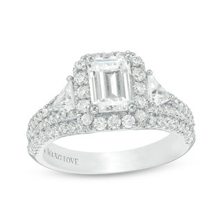 Vera Wang Love Collection 2.23 CT. T.W. Emerald-Cut Diamond Frame Engagement Ring in 14K White Gold (I/SI2)