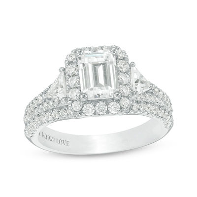 Vera Wang Love Collection 2.23 CT. T.W. Emerald-Cut Diamond Frame Engagement Ring in 14K White Gold (I/SI2)