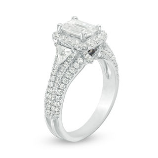 Vera Wang Love Collection 2.23 CT. T.W. Emerald-Cut Diamond Frame Engagement Ring in 14K White Gold (I/SI2)