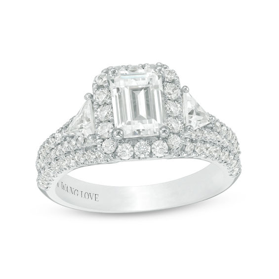 Vera Wang Love Collection 2.23 CT. T.W. Certified Emerald-Cut Diamond Frame Engagement Ring in Platinum (I/SI2)