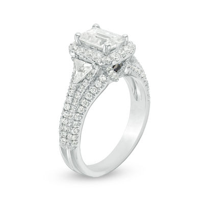 Vera Wang Love Collection 2.23 CT. T.W. Certified Emerald-Cut Diamond Frame Engagement Ring in Platinum (I/SI2)