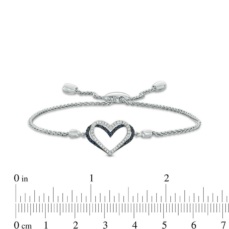 The Kindred Heart from Vera Wang Love Collection 0.085 CT. T.W. Diamond and Sapphire Bracelet in Sterling Silver - 9.0"