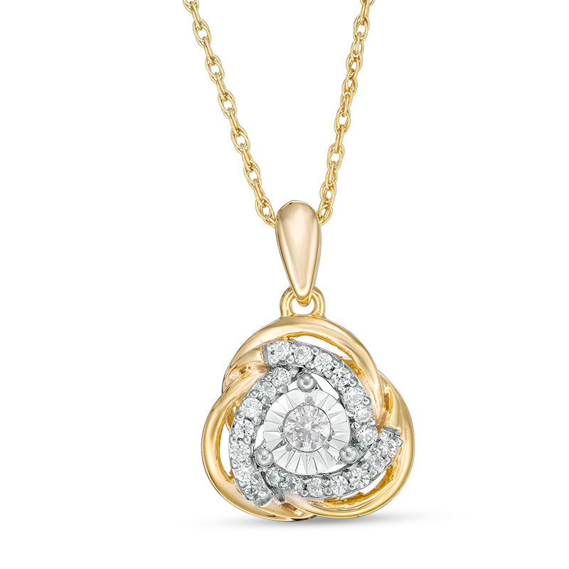 0.18 CT. T.W. Diamond Love Knot Pendant in 10K Gold|Peoples Jewellers