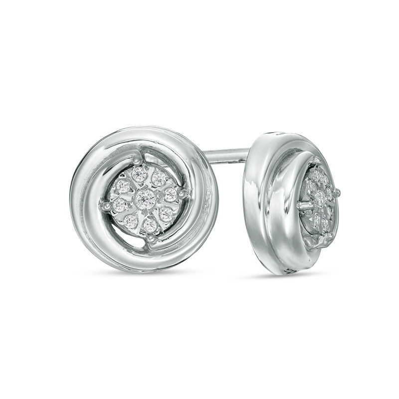 0.085 CT. T.W. Diamond Swirl Stud Earrings in Sterling Silver|Peoples Jewellers