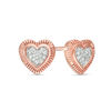 Thumbnail Image 0 of 0.087 CT. T.W. Composite Diamond Heart Stud Earrings in 10K Rose Gold