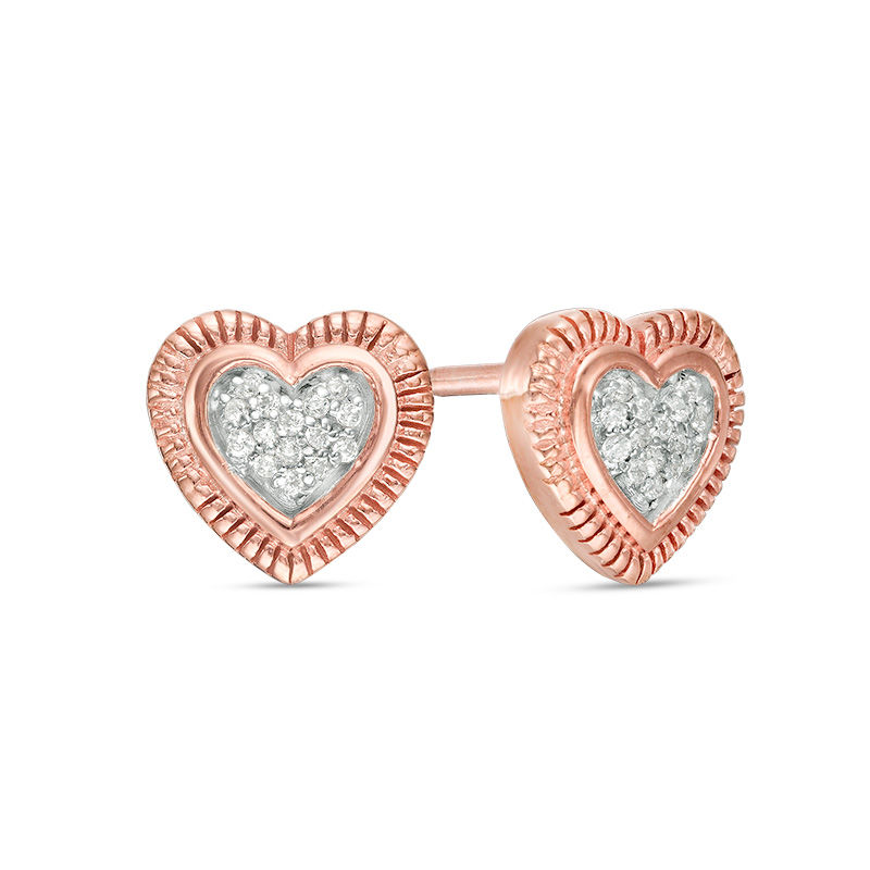 0.087 CT. T.W. Composite Diamond Heart Stud Earrings in 10K Rose Gold