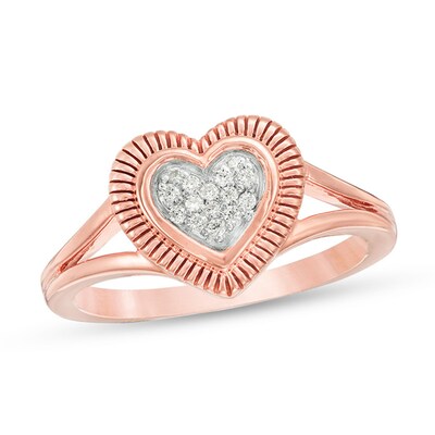 0.066 CT. T.W. Composite Diamond Heart Promise Ring in 10K Rose Gold