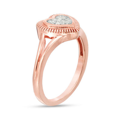 0.066 CT. T.W. Composite Diamond Heart Promise Ring in 10K Rose Gold