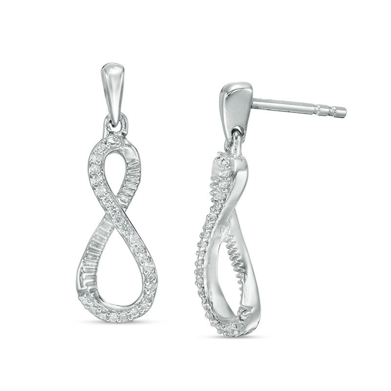 0.116 CT. T.W. Diamond Infinity Drop Earrings in Sterling Silver|Peoples Jewellers