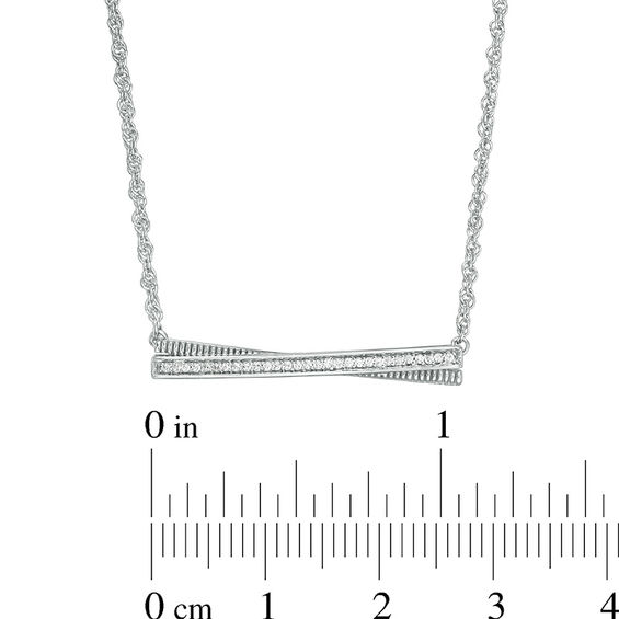 0.04 CT. T.W. Diamond Crossover Bar Necklace in Sterling Silver - 17"