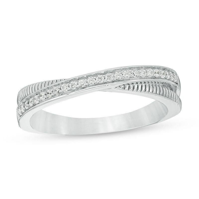 0.117 CT. T.W. Diamond Crossover Band in Sterling Silver|Peoples Jewellers