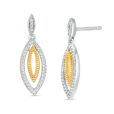 0.23 CT. T.W. Diamond Double Marquise Drop Earrings in Sterling Silver and 10K Gold