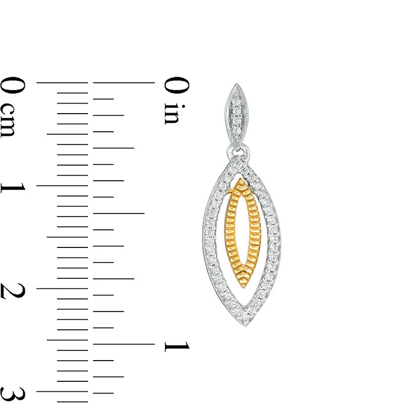 0.23 CT. T.W. Diamond Double Marquise Drop Earrings in Sterling Silver and 10K Gold|Peoples Jewellers