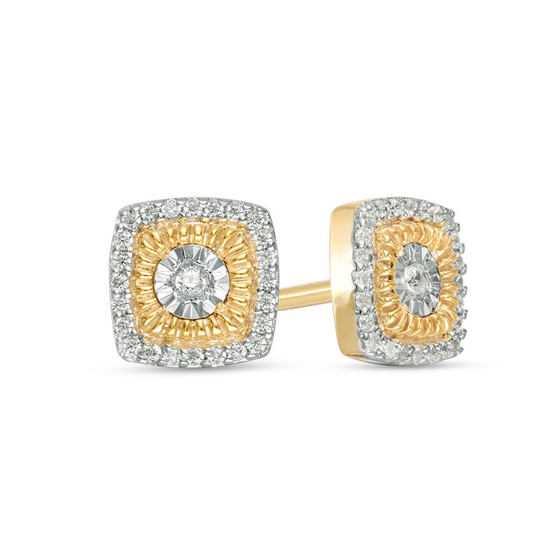 0.145 CT. T.W. Diamond Square Frame Stud Earrings in 10K Gold|Peoples Jewellers