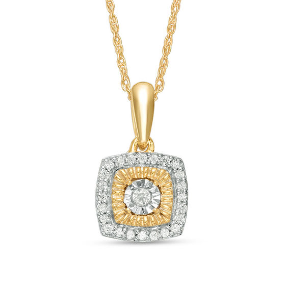 0.115 CT. T.W. Diamond Square Frame Pendant in 10K Gold