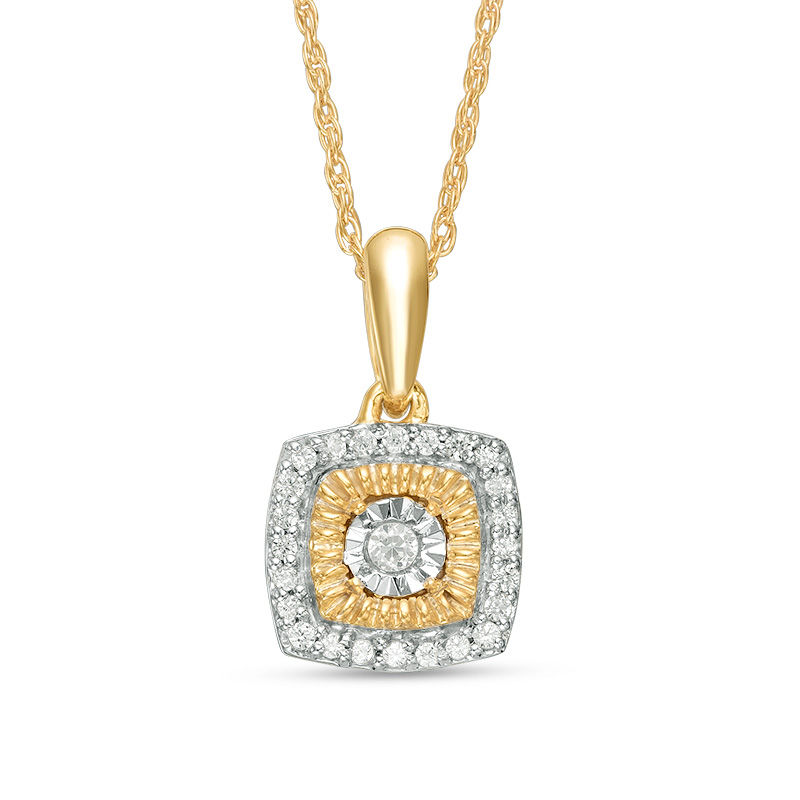 0.115 CT. T.W. Diamond Square Frame Pendant in 10K Gold|Peoples Jewellers