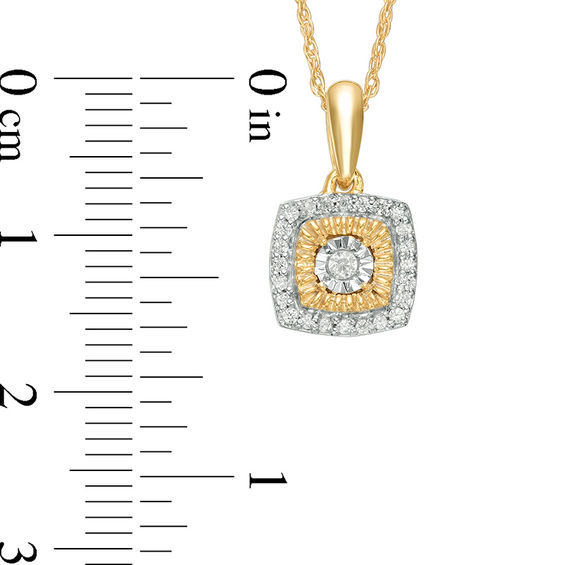 0.115 CT. T.W. Diamond Square Frame Pendant in 10K Gold