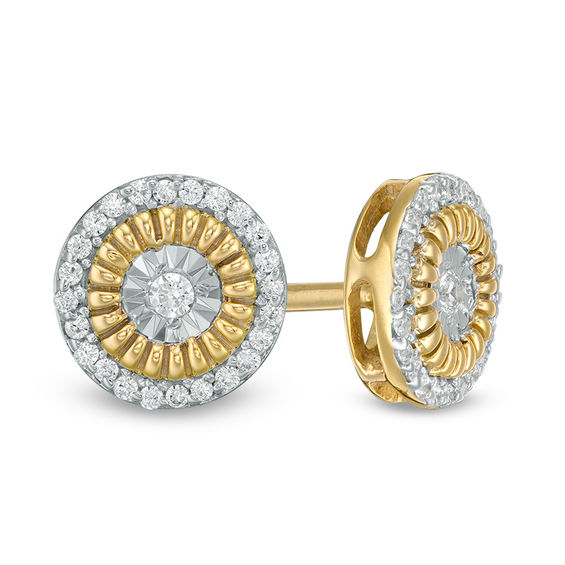 0.115 CT. T.W. Diamond Frame Stud Earrings in 10K Gold