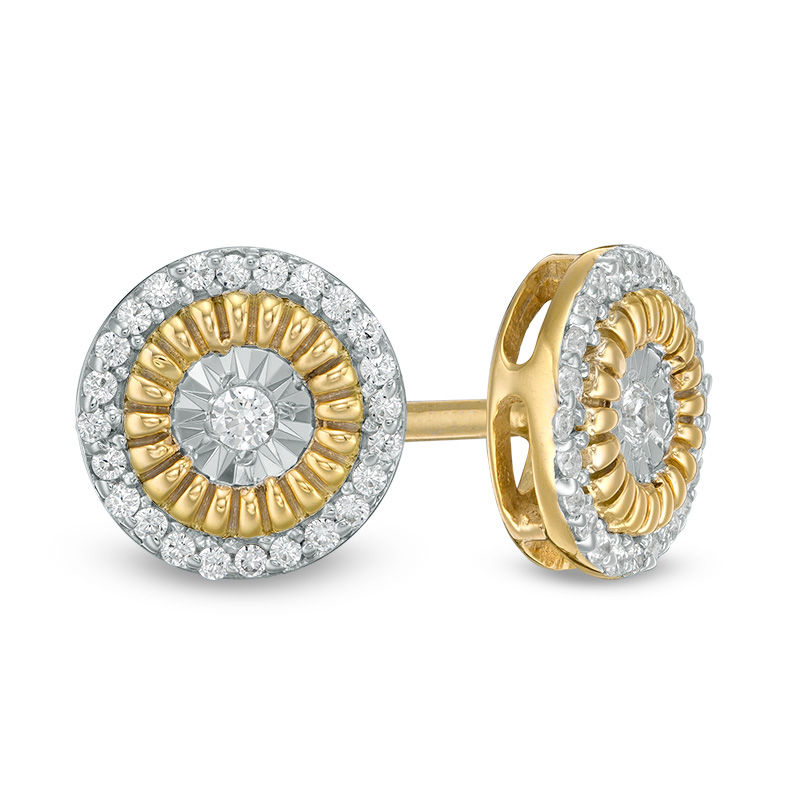 0.115 CT. T.W. Diamond Frame Stud Earrings in 10K Gold|Peoples Jewellers