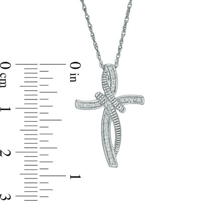 0.086 CT. T.W. Diamond Bypass Cross Pendant in Sterling Silver