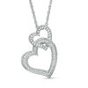 0.04 CT. T.W. Diamond Double Tilted Heart Pendant in Sterling Silver