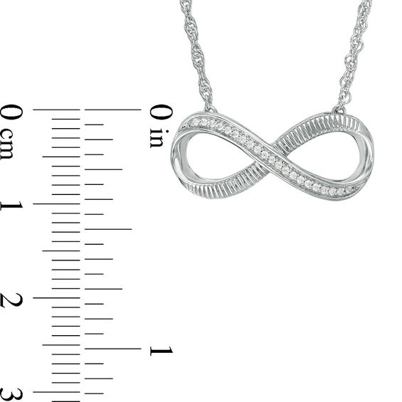 0.04 CT. T.W. Diamond Sideways Infinity Necklace in Sterling Silver - 17.5"