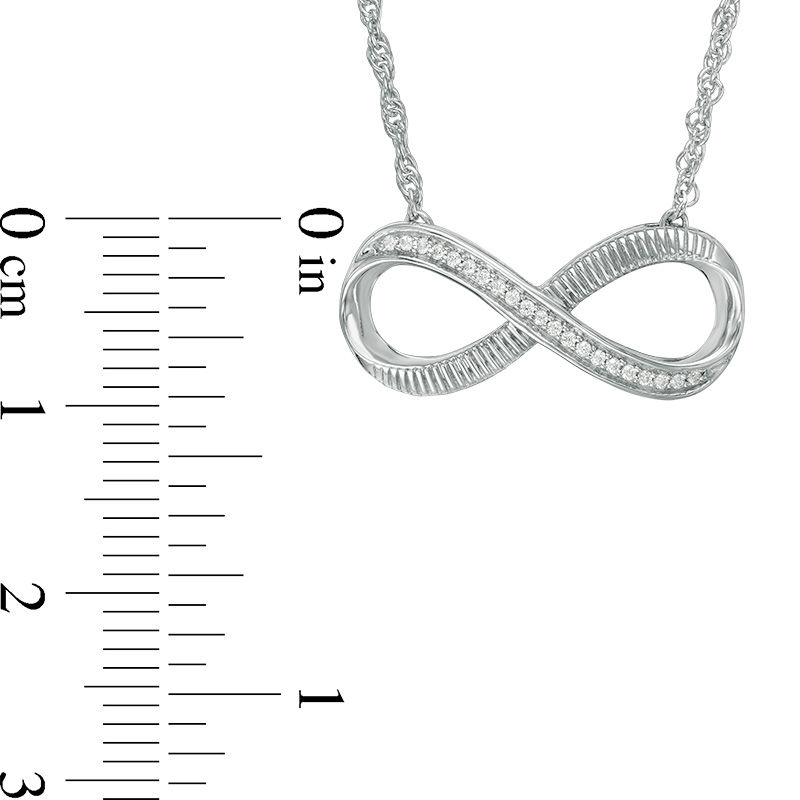0.04 CT. T.W. Diamond Sideways Infinity Necklace in Sterling Silver - 17.5"|Peoples Jewellers