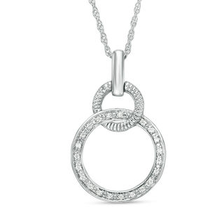 0.04 CT. T.W. Diamond Interlocking Circles Pendant in Sterling Silver